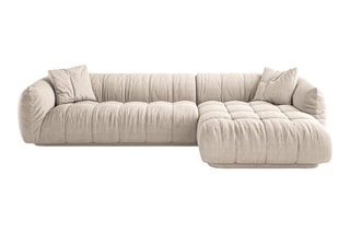 Canapé d’angle droit modulaire Julia - Beige - 3 places - En polyester et nylon