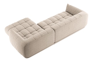 Canapé d’angle droit modulaire Julia - Beige - 3 places - En polyester et nylon