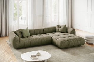Canapé d’angle droit modulaire Julia - Kaki - 3 places - En polyester et nylon