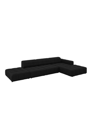 Canapé d'angle droit Chicago - Noir - 5 places - Tissu velours