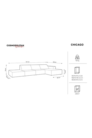 Canapé d'angle droit Chicago - Beige clair - 5 places - Tissu velours