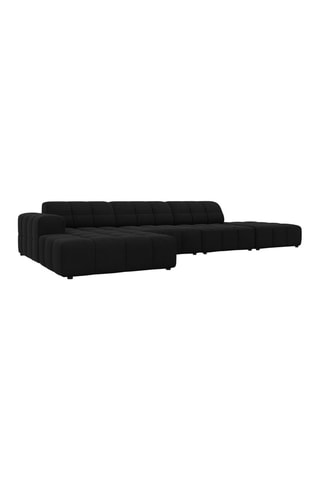 Canapé d'angle gauche Chicago - Noir - 5 places - Tissu velours