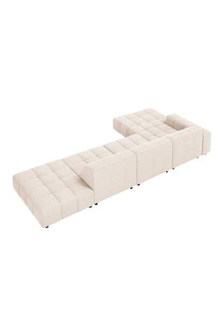 Canapé d'angle gauche Chicago - Beige clair - 5 places - Tissu velours