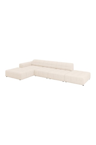 Canapé d'angle gauche Chicago - Beige clair - 5 places - Tissu chenille