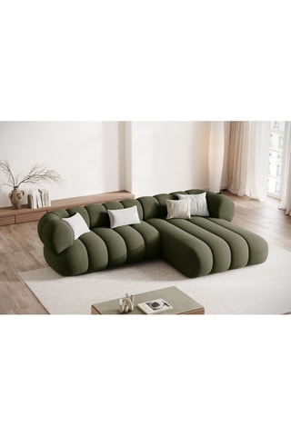 Canapé d’angle droit Koge - Vert - 5 places - En tissu chenille