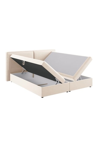 Lit-coffre Arendal - Beige clair - Toucher velours 140 x 200 cm
