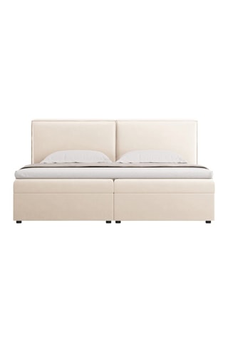Lit-coffre Arendal - Beige clair - Toucher velours 140 x 200 cm