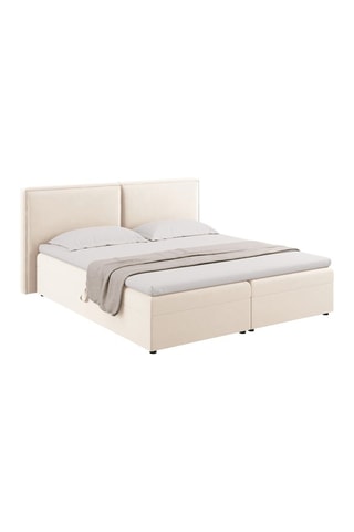 Lit-coffre Arendal - Beige clair - Toucher velours 160 x 200 cm