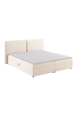 Lit-coffre Arendal - Beige clair - Toucher velours 160 x 200 cm
