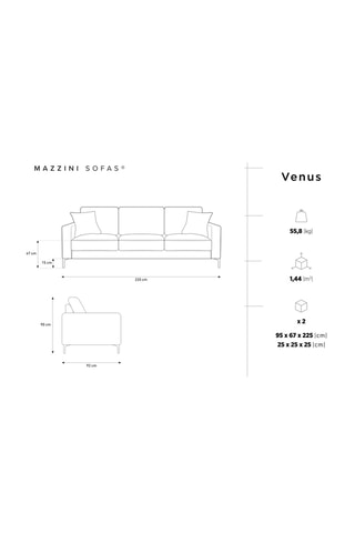 Canapé droit Venus - Beige - 3 places - En tissu bouclette