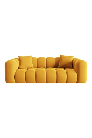 Canapé droit Halley - Moutarde - 3 places - En tissu toucher velours