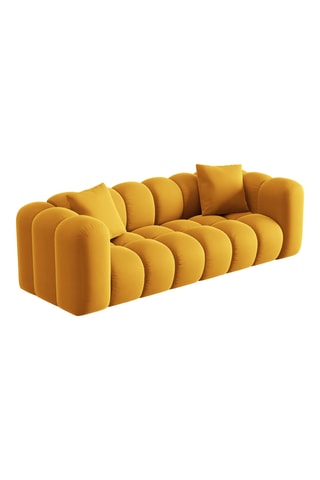Canapé droit Halley - Moutarde - 3 places - En tissu toucher velours