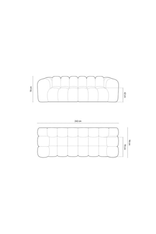 Canapé droit Halley - Moutarde - 3 places - En tissu toucher velours