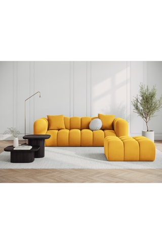 Canapé droit Halley - Moutarde - 3 places - En tissu toucher velours