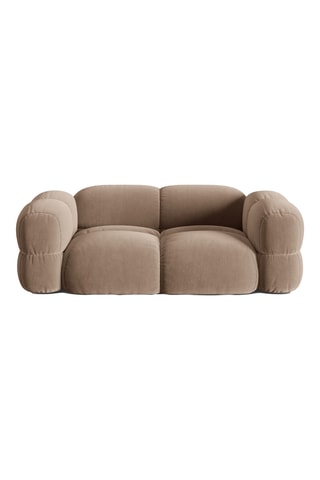 Canapé droit Loretto - Marron - 3 places - En tissu toucher velours