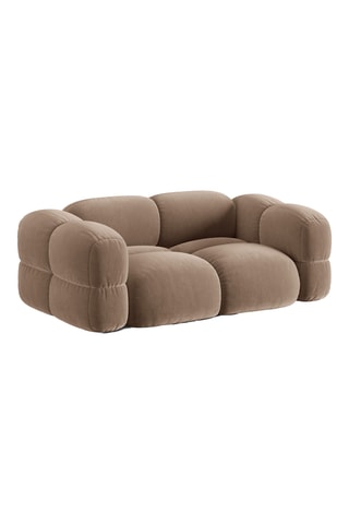 Canapé droit Loretto - Marron - 3 places - En tissu toucher velours
