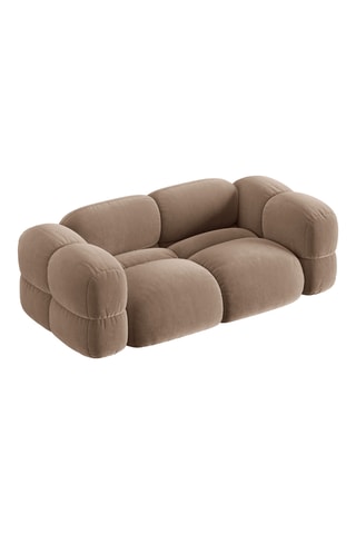 Canapé droit Loretto - Marron - 3 places - En tissu toucher velours