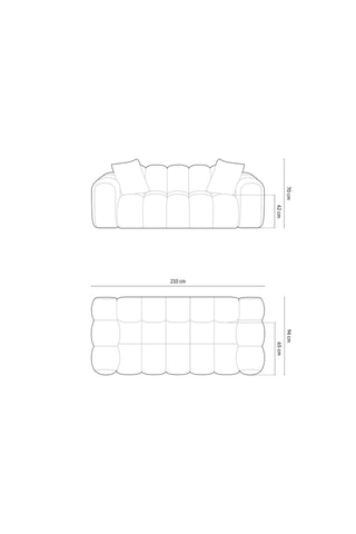 Canapé droit Treno - Vert - 3 places - En tissu toucher velours