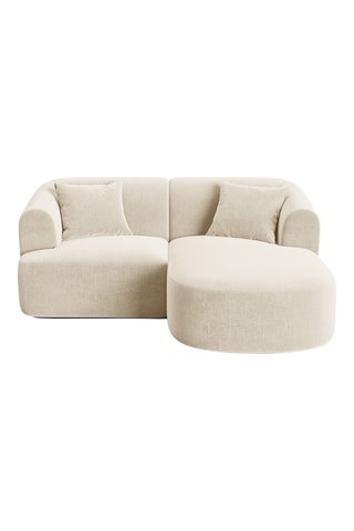 Canapé d'angle droit Campi - Beige - 3 places - En tissu toucher velours
