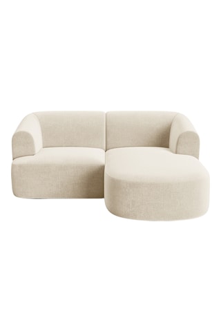 Canapé d'angle droit Campi - Beige - 3 places - En tissu toucher velours