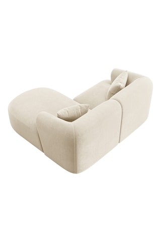 Canapé d'angle droit Campi - Beige - 3 places - En tissu toucher velours