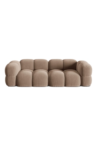 Canapé droit Loretto - Marron - 4 places - En tissu toucher velours