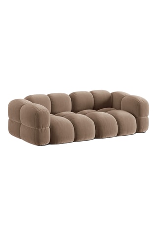 Canapé droit Loretto - Marron - 4 places - En tissu toucher velours