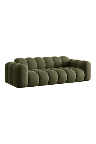 Canapé droit Treno - Vert - 4 places - En tissu toucher velours