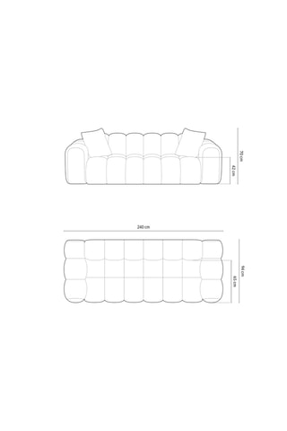 Canapé droit Treno - Beige - 4 places - En tissu chenille