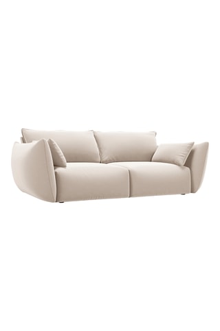 Canapé droit Matera - Beige - 2 places - En tissu toucher velours