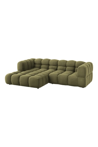 Canapé d'angle gauche Sky - Vert - 3 places - En tissu toucher velours