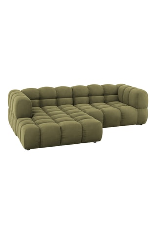 Canapé d'angle gauche Sky - Vert - 3 places - En tissu toucher velours