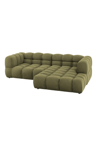 Canapé d'angle droit Sky - Vert - 3 places - En tissu toucher velours