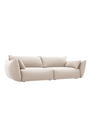 Canapé droit Matera - Beige - 3 places - En tissu toucher velours