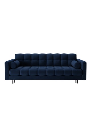 Canapé droit convertible Bali - Bleu marine - 3 places - En tissu toucher velours