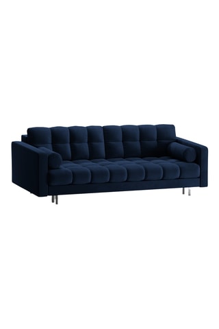 Canapé droit convertible Bali - Bleu marine - 3 places - En tissu toucher velours
