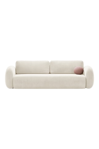 Canapé droit convertible Tonale - Beige - 3 places - En tissu toucher velours