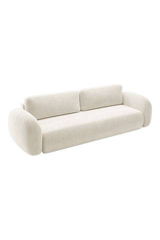 Canapé droit convertible Tonale - Beige - 3 places - En tissu toucher velours