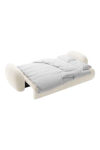 Canapé droit convertible Tonale - Beige - 3 places - En tissu toucher velours