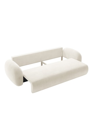 Canapé droit convertible Tonale - Beige - 3 places - En tissu toucher velours