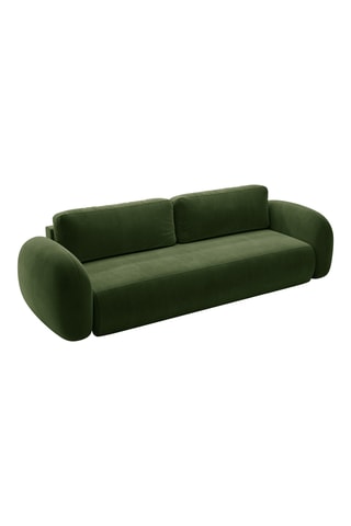 Canapé droit convertible Tonale - Vert - 3 places - En tissu toucher velours