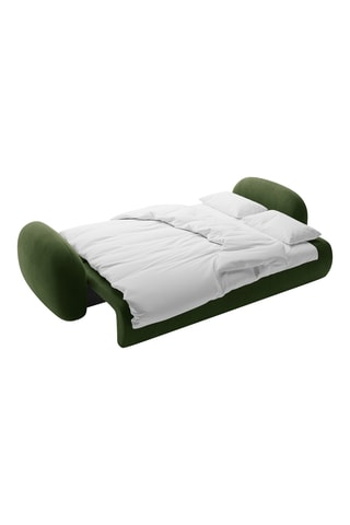 Canapé droit convertible Tonale - Vert - 3 places - En tissu toucher velours