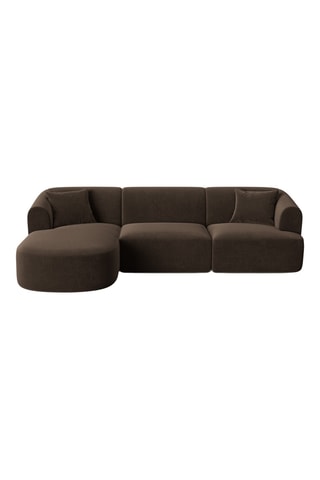 Canapé d'angle gauche Campi - Marron - 4 places - En tissu toucher velours