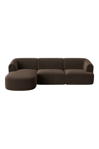 Canapé d'angle gauche Campi - Marron - 4 places - En tissu toucher velours