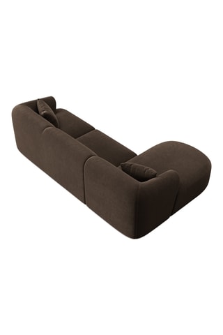 Canapé d'angle gauche Campi - Marron - 4 places - En tissu toucher velours