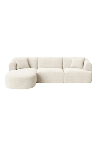 Canapé d'angle gauche Campi - Beige - 4 places - En tissu toucher velours