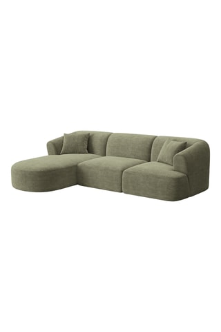 Canapé d'angle gauche Campi - Vert - 4 places - En tissu toucher velours
