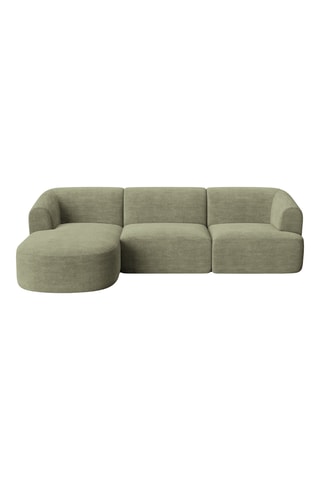 Canapé d'angle gauche Campi - Vert - 4 places - En tissu toucher velours