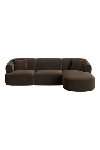 Canapé d'angle droit Campi - Marron - 4 places - En tissu toucher velours