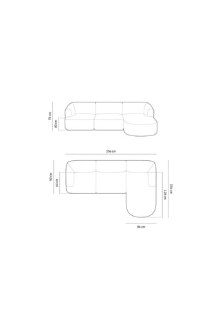 Canapé d'angle droit Campi - Marron - 4 places - En tissu toucher velours
